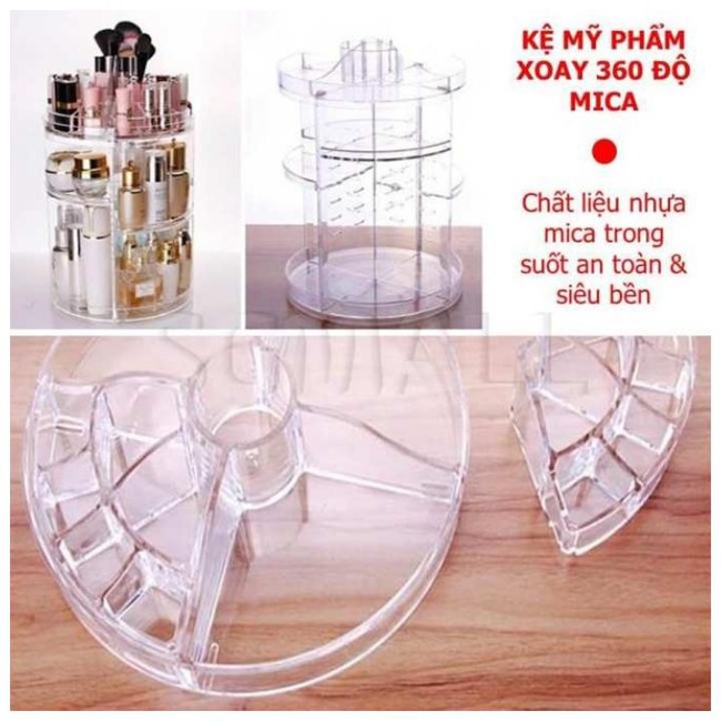 Kệ mỹ phẩm, kệ trang điểm [XOAY 360 ĐỘ] nhựa MICA CỨNG CÁP