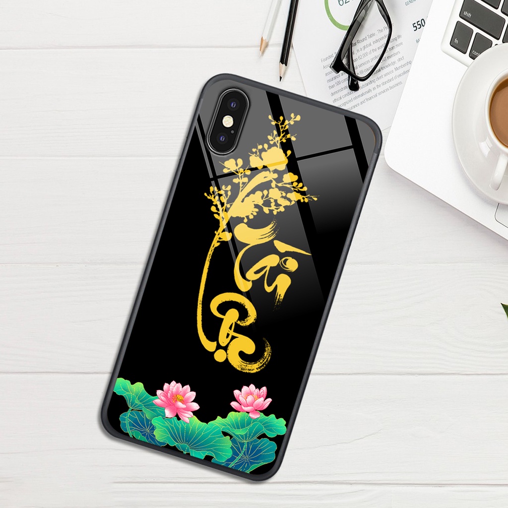 Ốp lưng KÍNH Iphone X / XS / XS MAX in hình 3D TÀI LỘC-VỢ CHỒNG-TÂM AN -MÃ ĐÁO