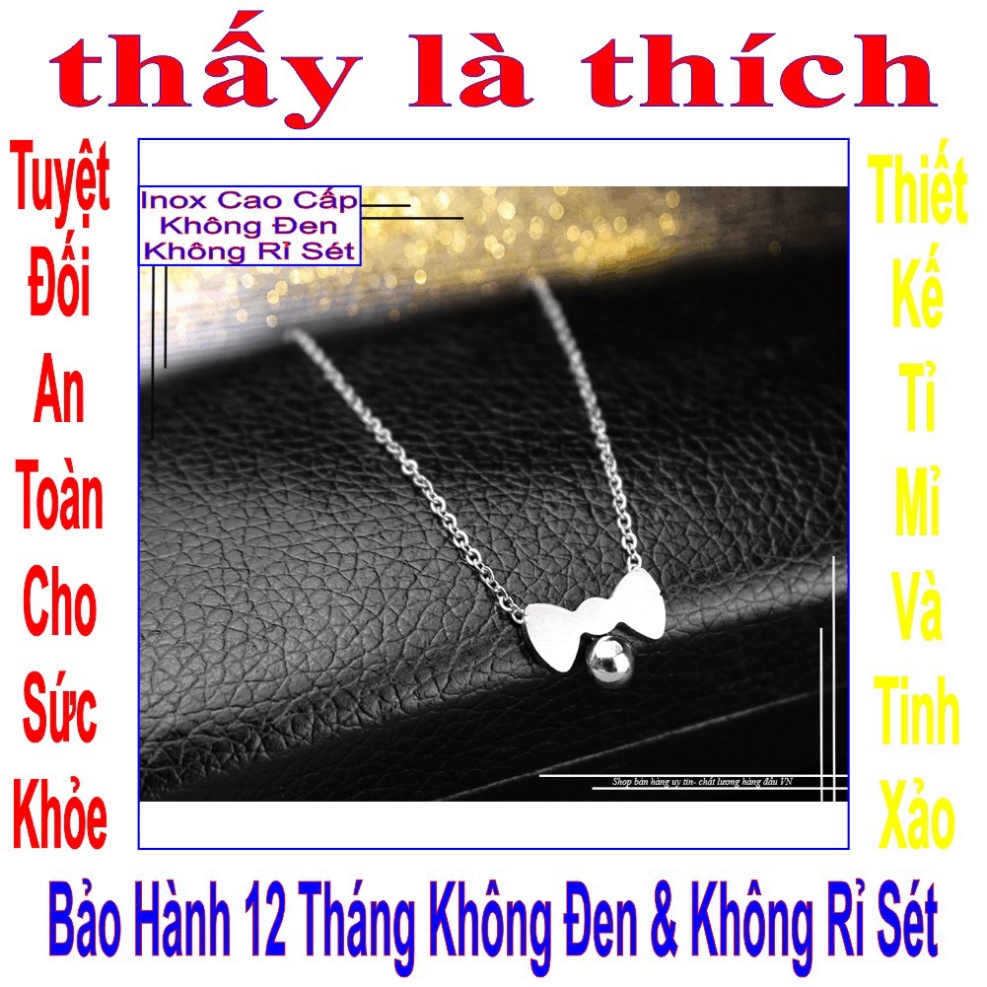 Dây chuyền cho bé mặt chiếc nơ xinh xắn treo bi - An toàn cho trẻ - Cam kết 1 đổi 1 nếu hoen , gỉ sét