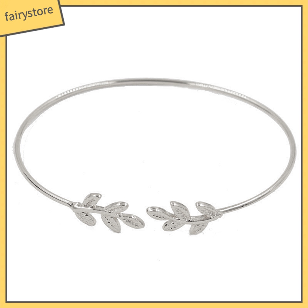 Vòng Tay Hở Hình Chiếc Lá Sáng Tạo Có Thể Điều Chỉnh Dành Cho Nữ