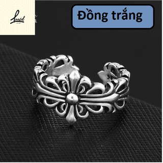 [Ảnh thật] Nhẫn đồng trắng cao cấp Chrome Heart Nam nữ 0104