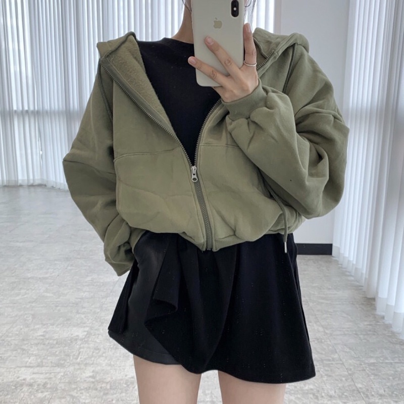 Áo khoác nỉ croptop - áo khoác hoodie nữ Hàn Quốc