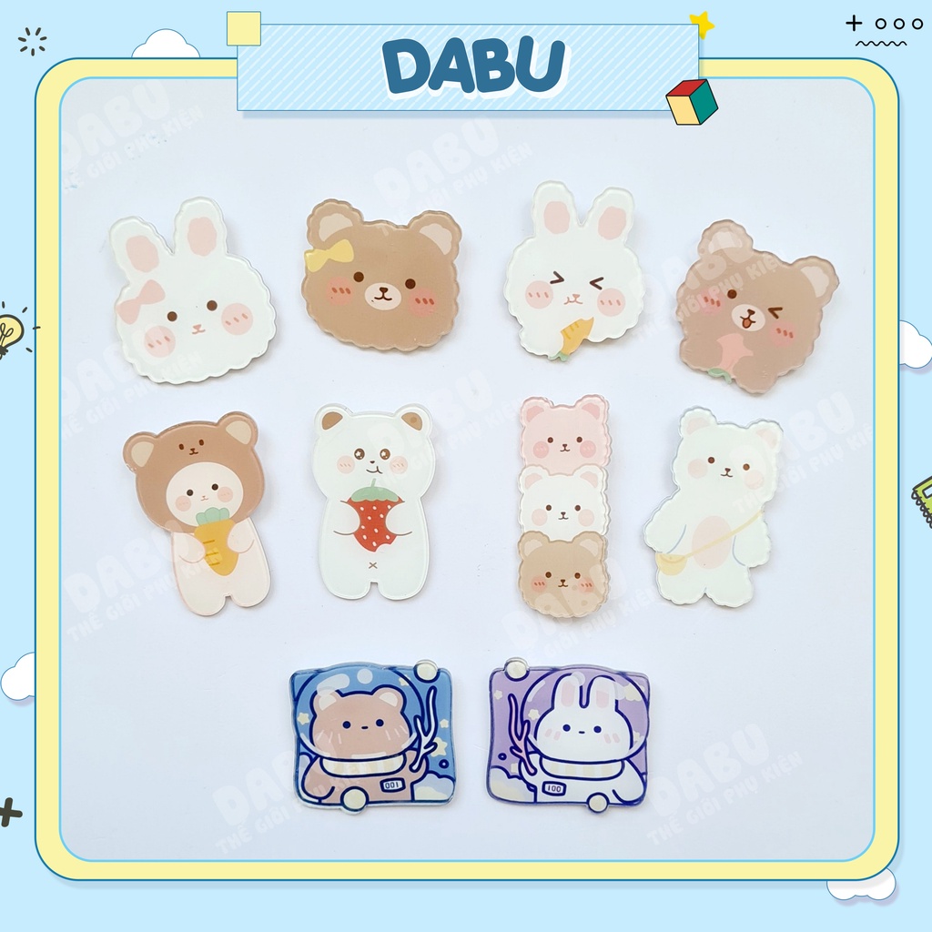 Huy hiệu cài áo pin cài balo DABU hình thỏ gấu siêu dễ thương