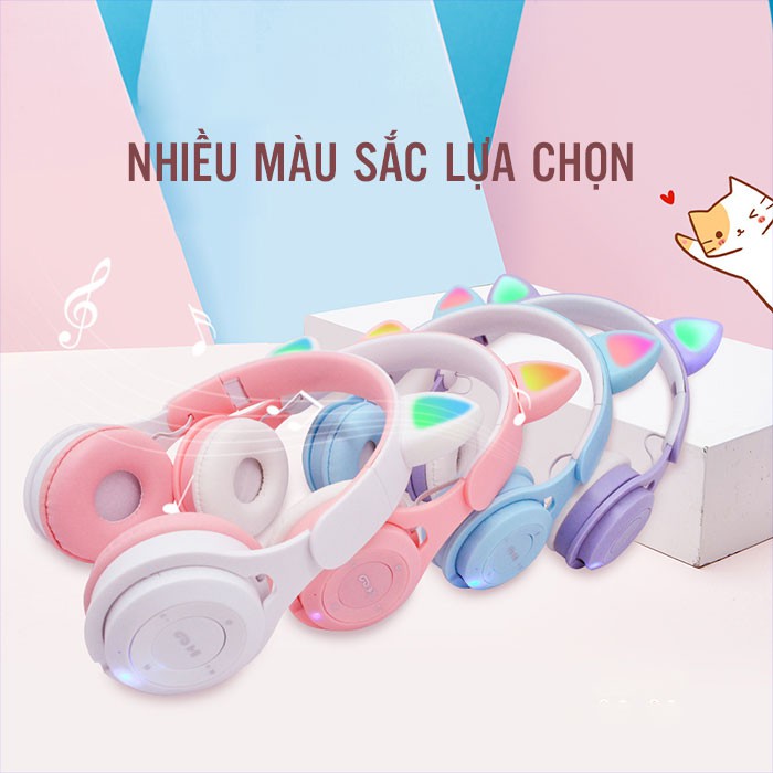 Tai Nghe Mèo Học Online Bluetooth Cho Bé, Headphone Siêu Cool Có Mic, Chất Âm Thiên Bass Pin Khủng Legenbass