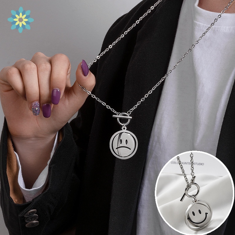 Vòng Cổ Hợp Kim Mặt Hình Biểu Tượng Cảm Xúc Thời Trang Hàn Quốc Cho Nam Và Nữ