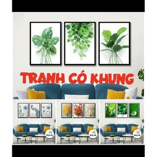 Bộ 3 TRANH TREO TƯỜNG Inphattin CÓ KHUNG trang trí phòng khách, nhẹ bền có tặng kèm đinh treo không cần khoan tường.