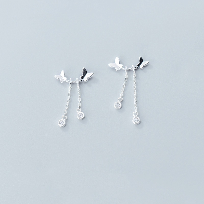 ✨✨Bông tai bạc hình bướm tua rua đính pha lê thời trang dành cho nữ