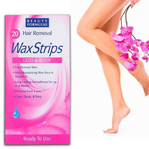 Miếng dán tẩy lông Beauty Formulas Wax Strips Legs and Body hộp 20 miếng