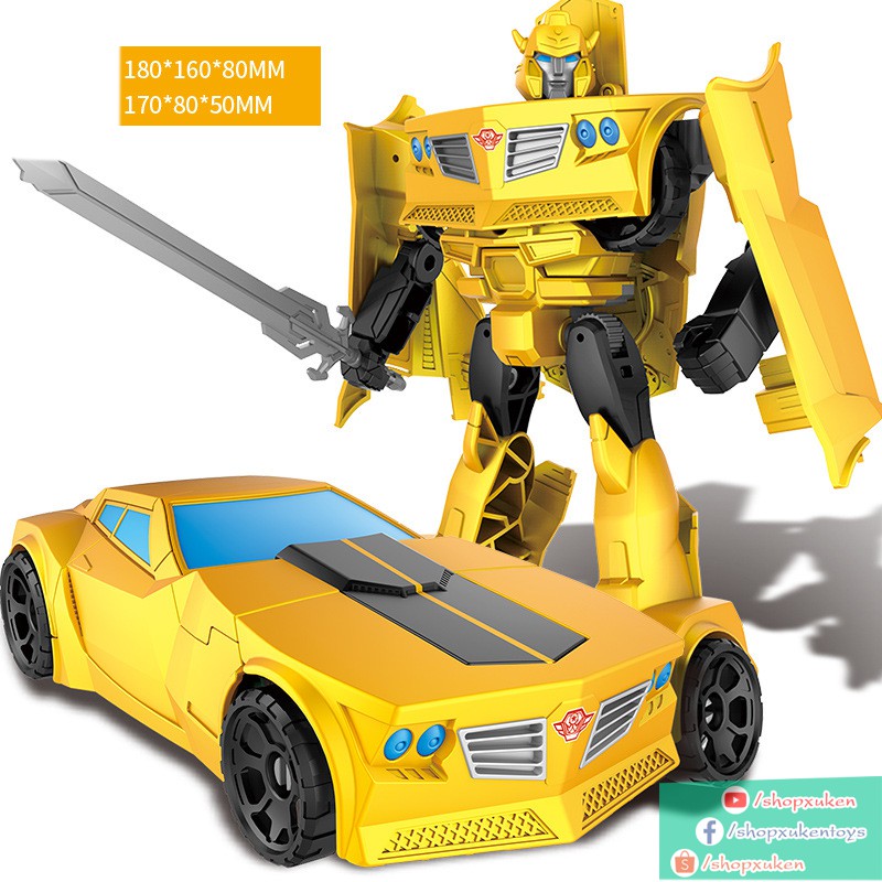 Robot biến hình Đồ Chơi lắp ráp oto Transformers cao 20 cm mẫu Optimus, Bumblebee, Megatron, Grimlock và Starscream