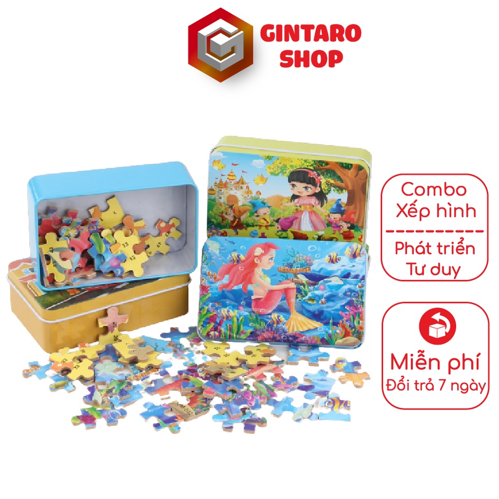 Trò chơi xếp hình 60 chi tiết puzzle có hộp dành cho bé , Đồ chơi lắp ráp với nhiều mẫu đa dạng GINTARO SHOP