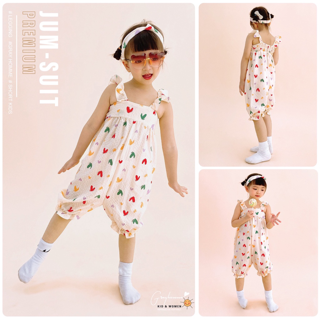 JUMSUIT Bé Gái Nhiều Màu GRAYHOMME Chất Linen mềm nhẹ, kháng khuẩn, siêu mát, cử động thoải mái JUM001