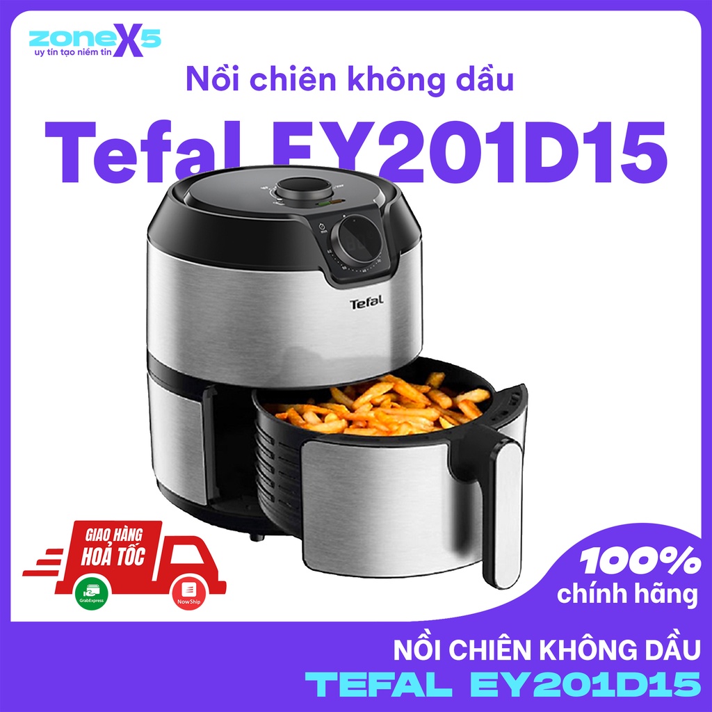 Nồi chiên không dầu Tefal EY201D15 - 4.2L - Vỏ thép không rỉ - Công nghệ luân chuyển khí nóng 3D không cần trở