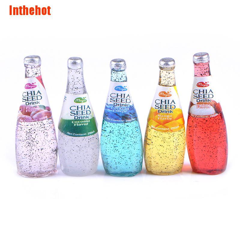 Set 5 mô hình chai nước mini tỉ lệ 1:12 trang trí nhà búp bê