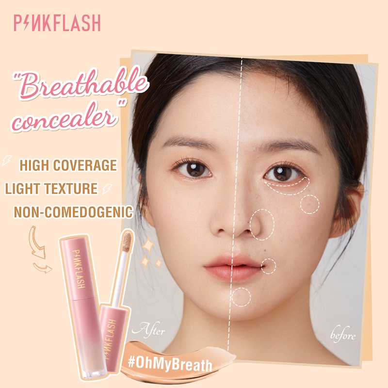 PINKFLASH Bộ Trang Điểm Mặt Với Kem Nền Che Khuyết Điểm Trang Điểm Bọt Biển Lâu Thấm Nước