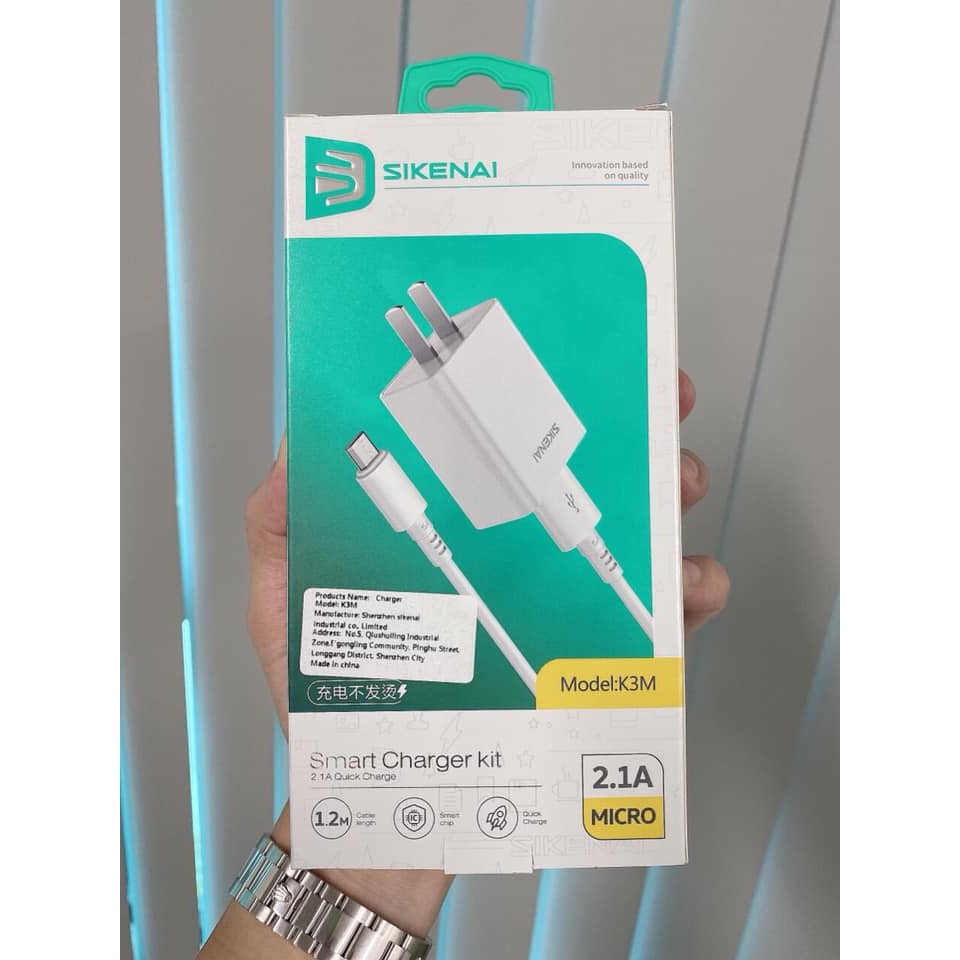 Bộ sạc gồm cốc và cáp sạc K3 Sikenai : Micro/ip