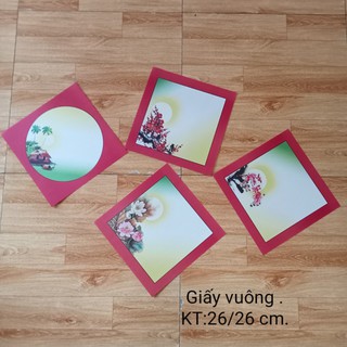 Combo 20 tờ giấy quả trám in hình 26x26cm