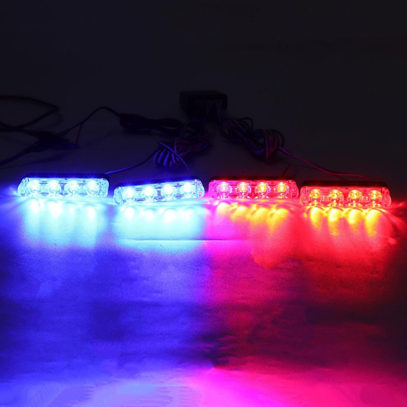 Đèn LED nhấp nháy 3 chế độ màu xanh lam/vàng/ trắng/đỏ cho lưới tản nhiệt phía trước xe ô tô cảnh sát/cứu hỏa