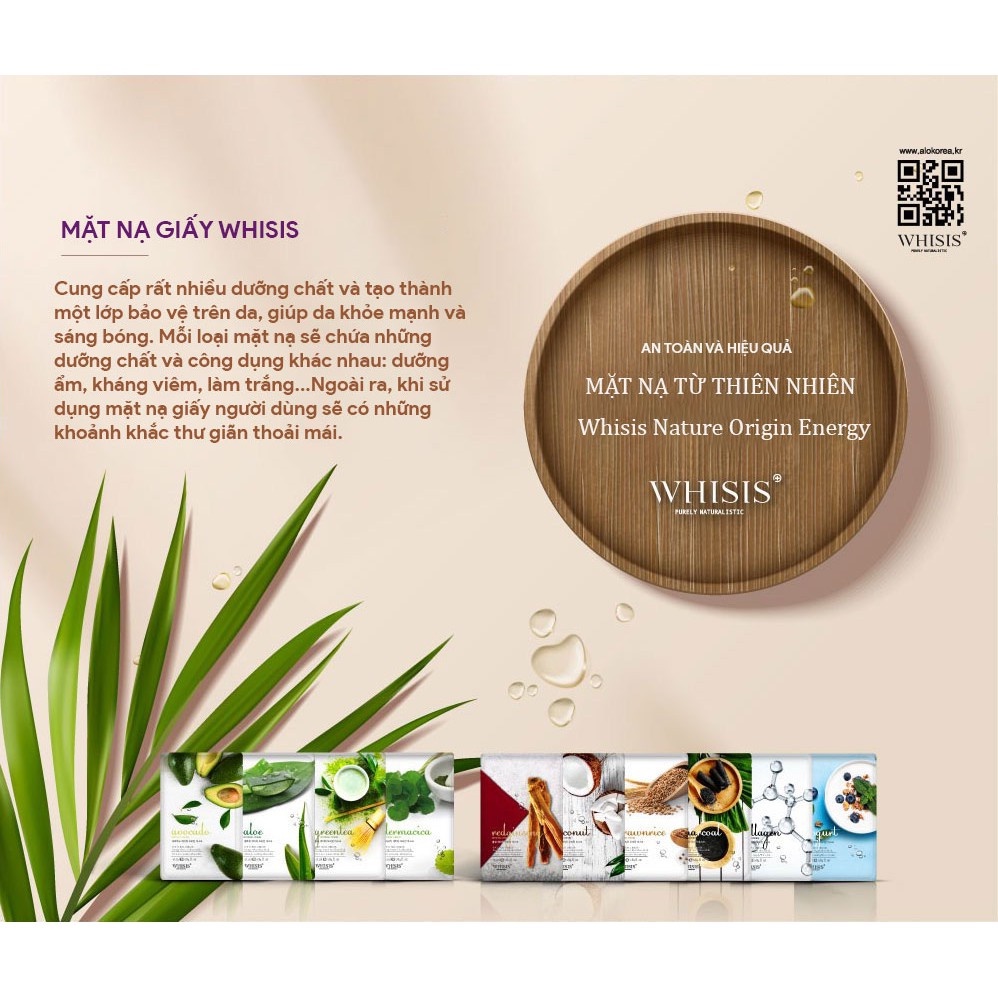 Combo 10 Mặt Nạ Rau Má WHISIS Nature Origin Energy Derma Cica Tái Tạo Da Giúp Giảm Nám Và Sẹo 25ml/miếng