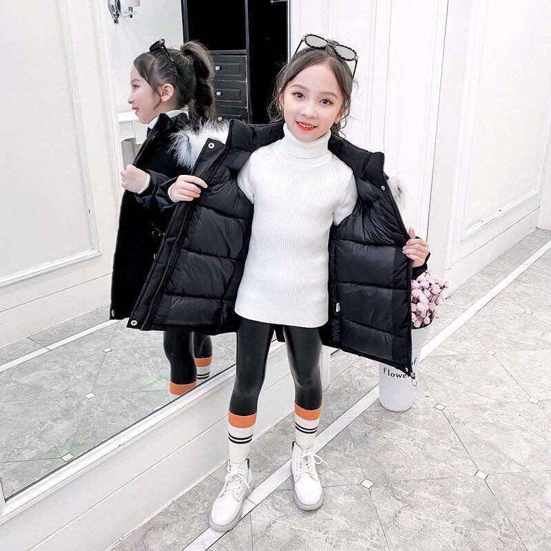 Áo Phao Mủ Lông Dáng Dài Bé Gái 90-1m4 Thời Trang Baby Quảng Châu