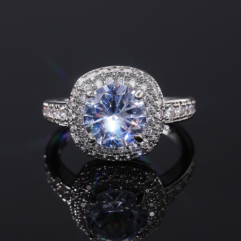 Nhẫn Cưới Hình Vuông Đính Đá Zircon Toàn Diện Dành Cho Bạn Nữ