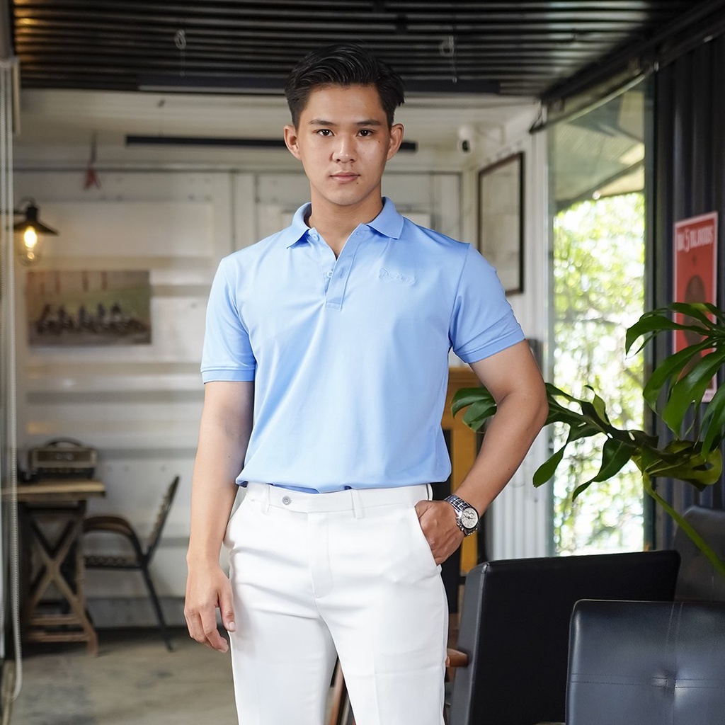 ÁO QUÝ ÔNG >30 tuổi, Áo Thun Nam Polo Sonlam V3 Màu Xanh Dương