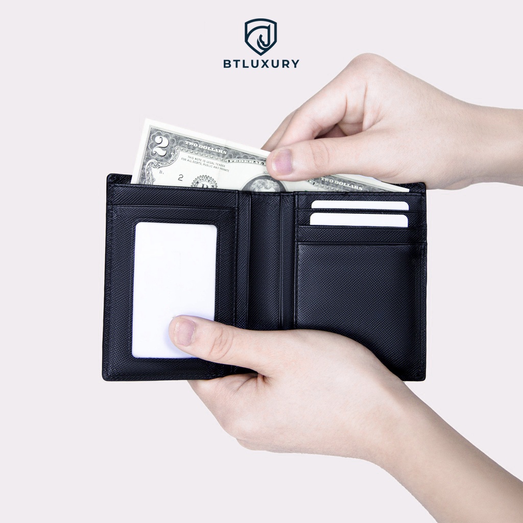 Ví nam đứng cao cấp COSMOS thiết kể trẻ trẻ trung chất liệu da bò safiano cao cấp thương hiệu BTLUXURY