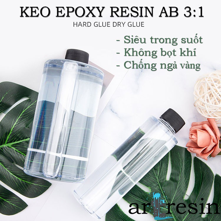 Keo Epoxy Resin AB Siêu Trong Suốt, Không Bọt Khí, Chống Ngả Vàng