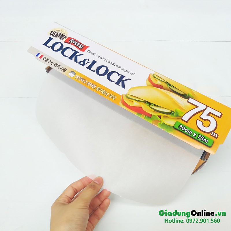 [LocknLock] Giấy nến, giấy sáp, giấy lót nướng bánh chống dính 30cmx75m LWP805