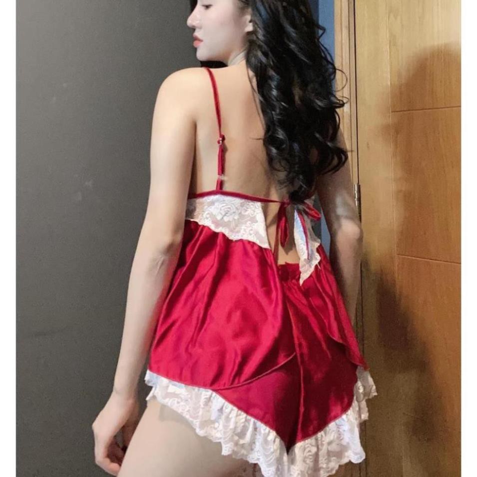 Đồ ngủ lụa🌺FreeShip🌺Set bộ đồ ngủ sexy 2 dây phối ren lai cực xinh lụa SATIN cao cấp, đồ ngủ freesize dưới 65kg | BigBuy360 - bigbuy360.vn