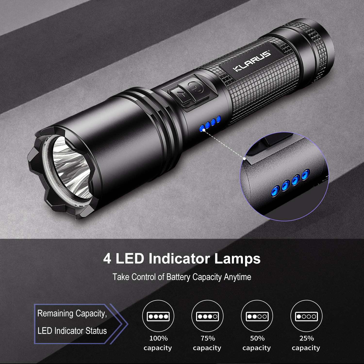 LED Đèn pin siêu sáng C8 đèn pin klarus A1 đèn bin 1100 Lumen Type-C 18650 2600mA | BigBuy360 - bigbuy360.vn