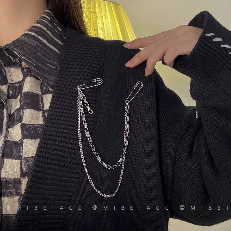 Ghim cài áo quần đa năng chain xích rơi trang trí Ghim cài đôi trang trí quần áo túi xách