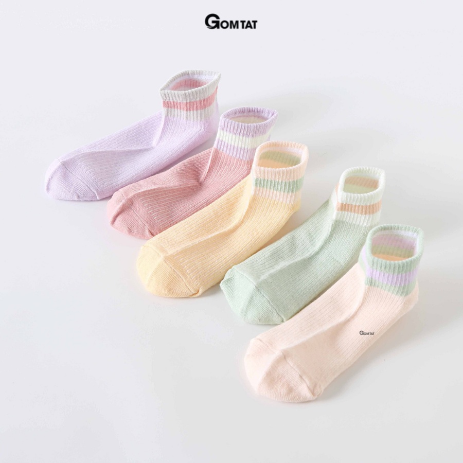 Set 5 đôi tất nữ cổ ngắn GOMTAT họa tiết siêu dễ thương, chất liệu mềm mỏng thoáng mát, êm chân - CB078