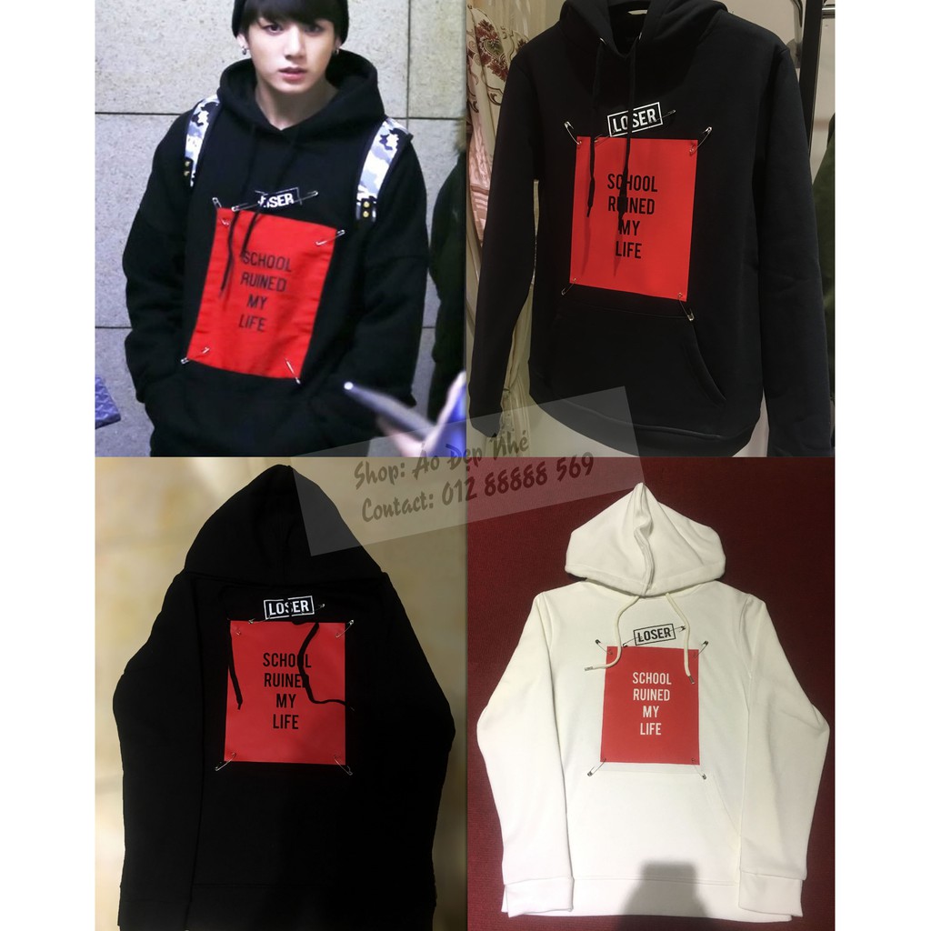 [ ẢNH THẬT ] Áo khoác Hoodies Shool Ruined My Life Jungkook BTS | BigBuy360 - bigbuy360.vn