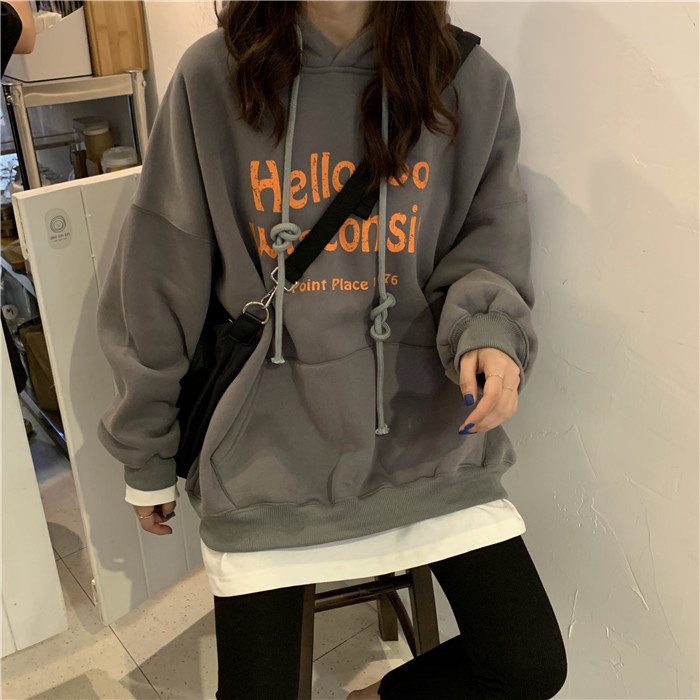 Áo Nỉ Nữ Dài Tay Có Mũ Thời Trang Hàn Mới