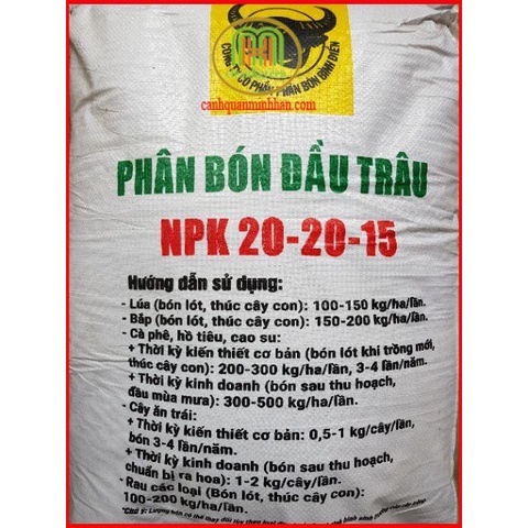 Phân 3 màu phân NPK đầu trâu 20-20-15 gói 1kg ra hoa đậu trái