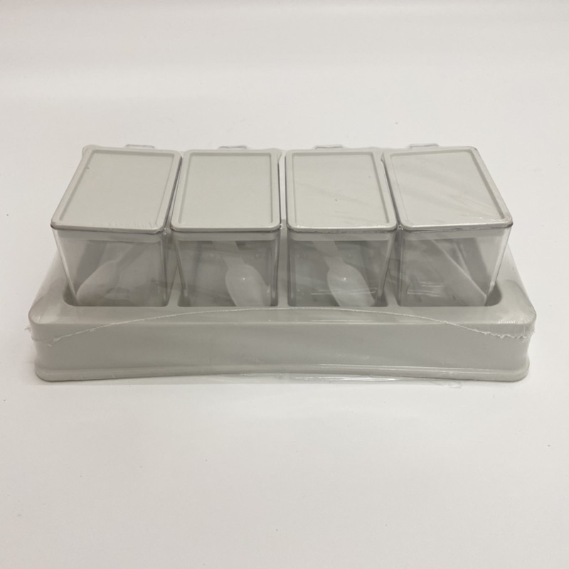 Bộ Hủ Đựng Gia Vị 4 Ngăn Nhựa Việt Nhật Màu Pastel Dễ Thương
