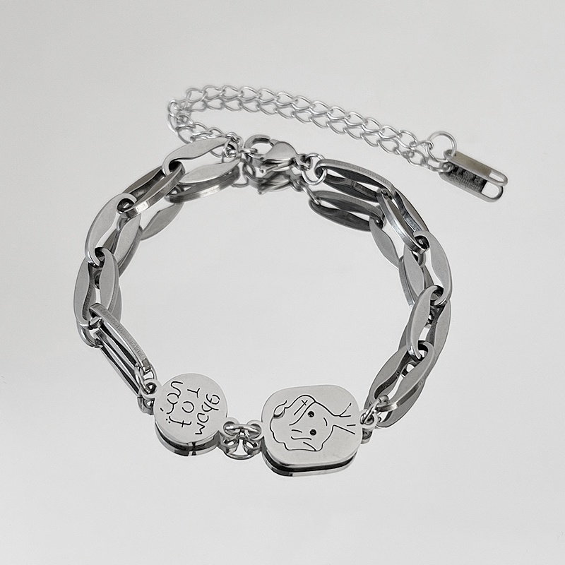 Vòng Tay Thép Titan Phong Cách hip hop Thời Trang Cho Cặp Đôi