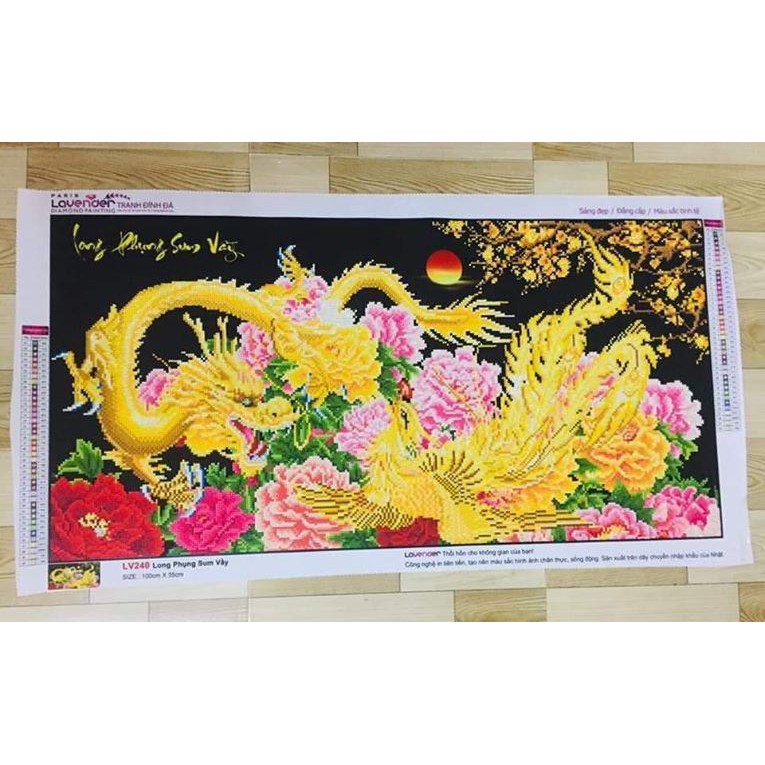 Tranh đính đá Long Phụng Sum Vầy - tranh chưa đính đá