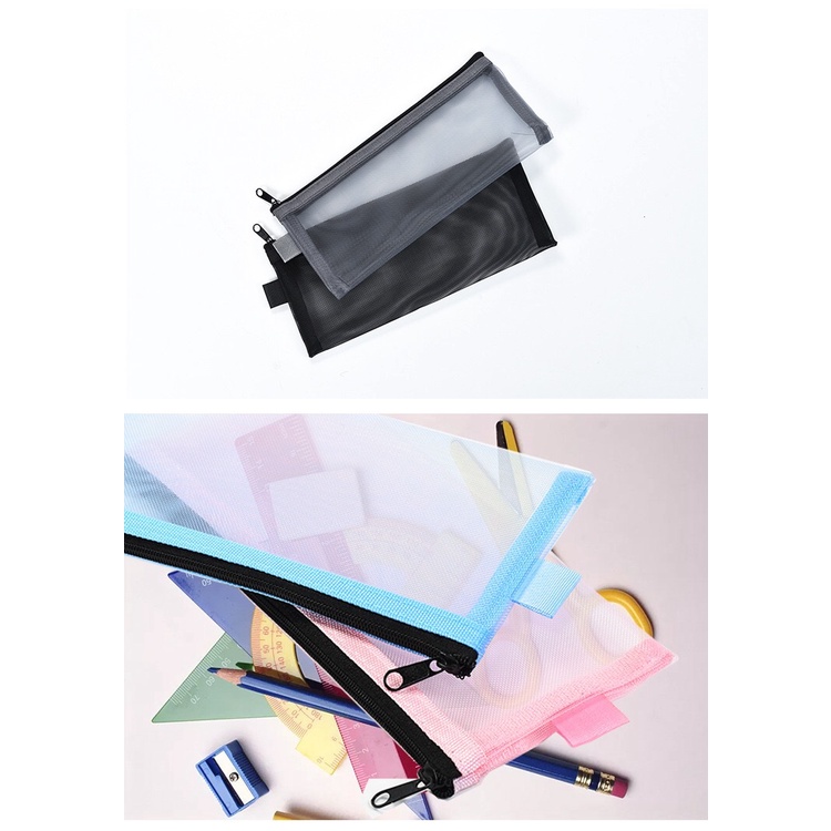 Túi Đựng Bút Dạng Lưới Trong Suốt Có Khóa Kéo Kích Thước 20.5x9cm