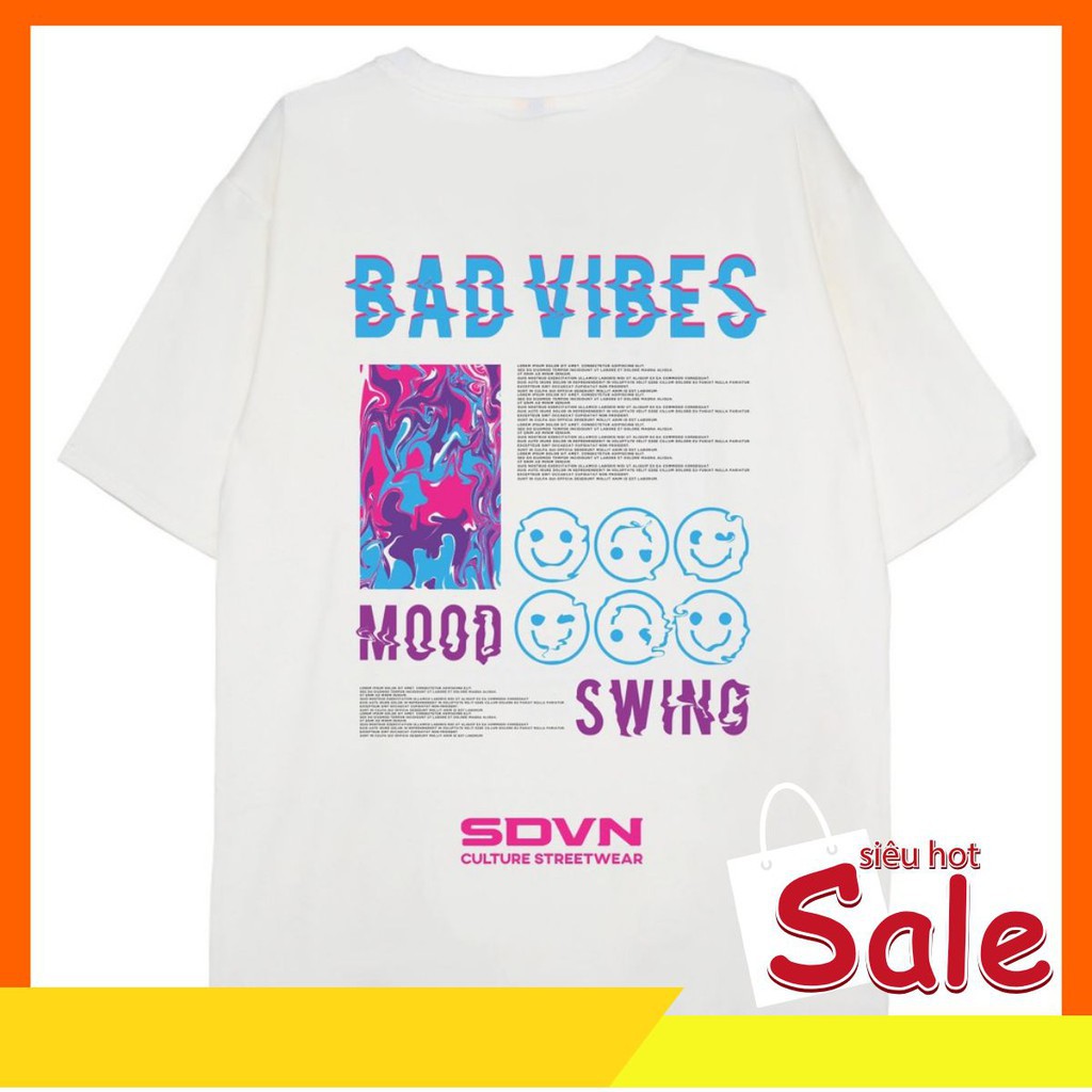 Áo Thun Unisex Nam Nữ SDVN BAD VIBES Chất Cotton Co Giãn Tốt