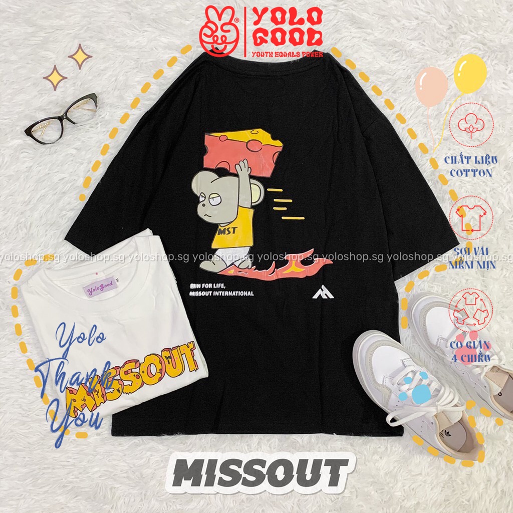 Áo Thun Cotton Unisex Form Rộng Tay Lỡ Oversize MISSOUT CHUỘT