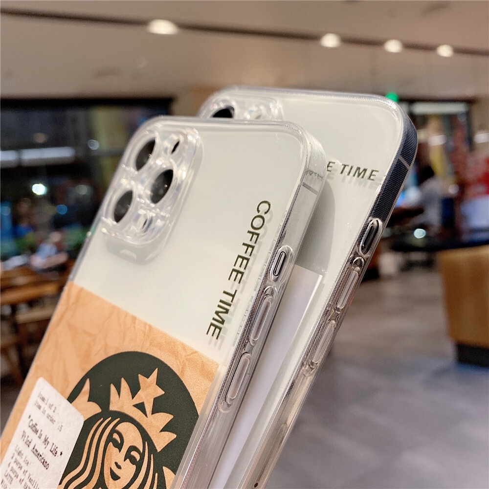 Ốp điện thoại trong suốt bảo vệ camera in hình Starbucks cho Realme 8 4G 5G X7 Pro V15 V13 GT Neo