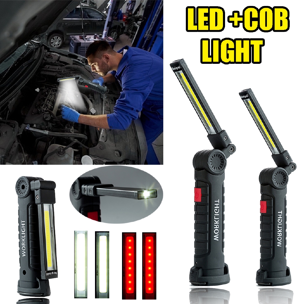 allinone♥ COB Work LED Light Lamp Flashlight Slim Inspect Folding Torch 18650 Rechargeable
