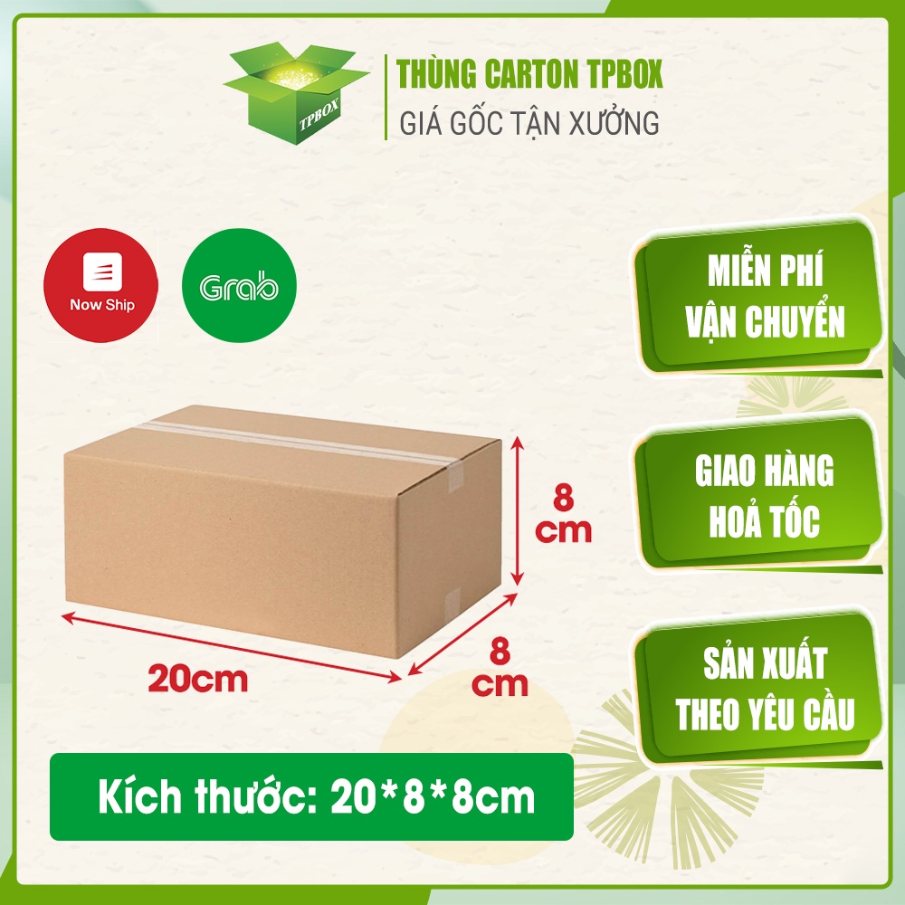 Hộp giấy carton size 20x8x8cm - Bộ 40 hộp đóng hàng