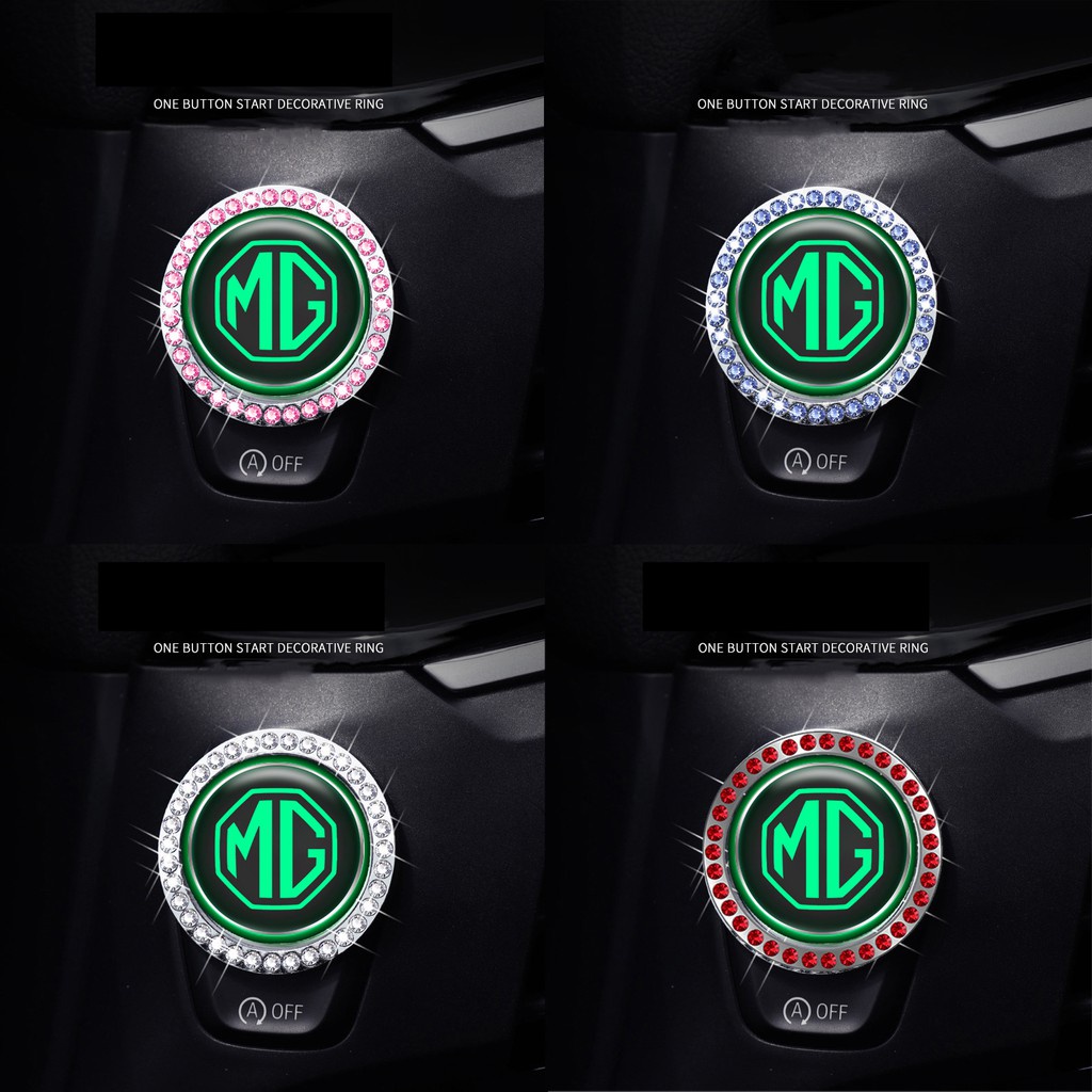 Miếng dán trang trí nút khởi động xe hơi một nút bấm đính đá 3D bằng hợp kim thích hợp cho Mg Zs Hs Mg3 Mg5 Mg6