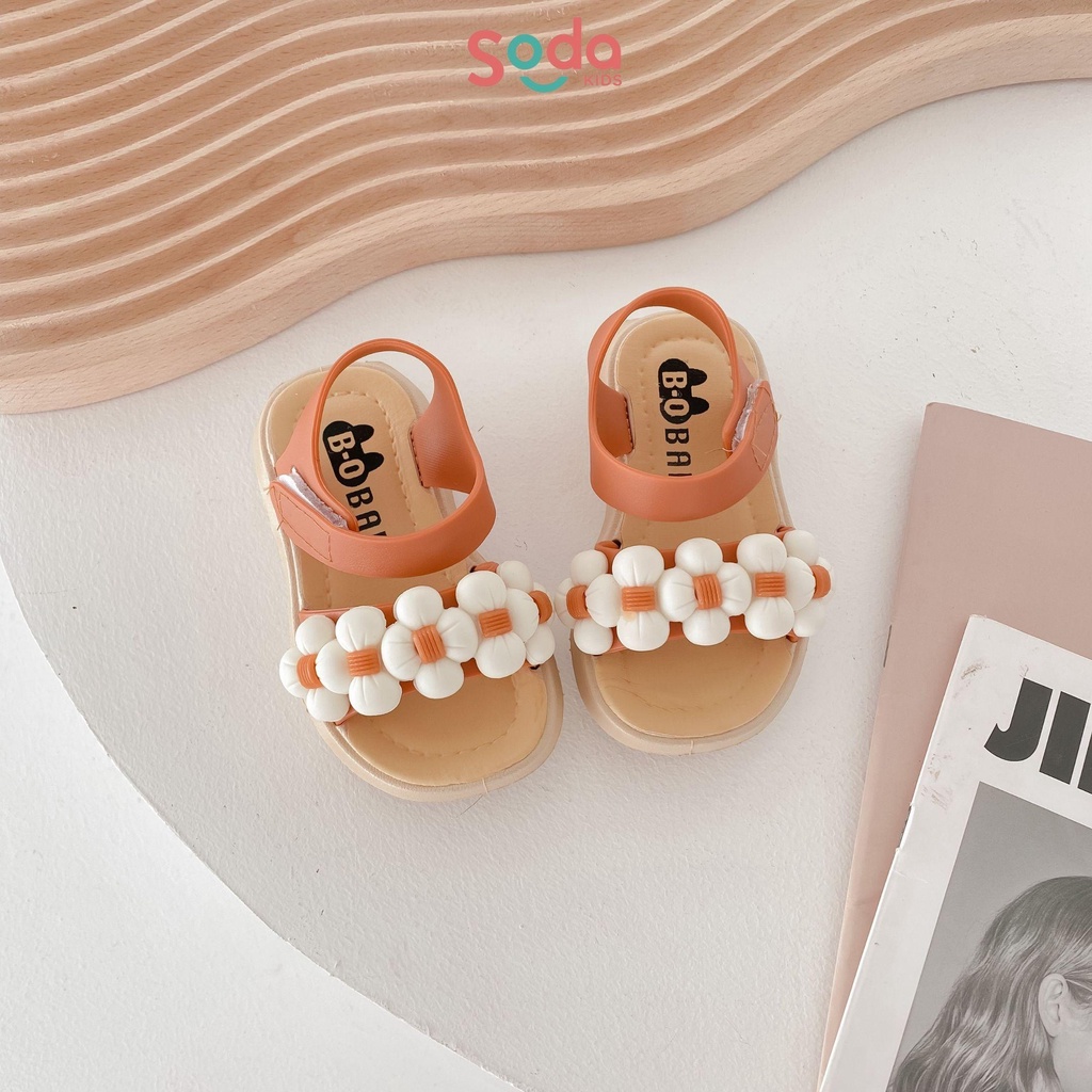Sandal bé gái SODA KIDS thiết kế đính hoa xinh xắn, chất liệu cao su non êm ái