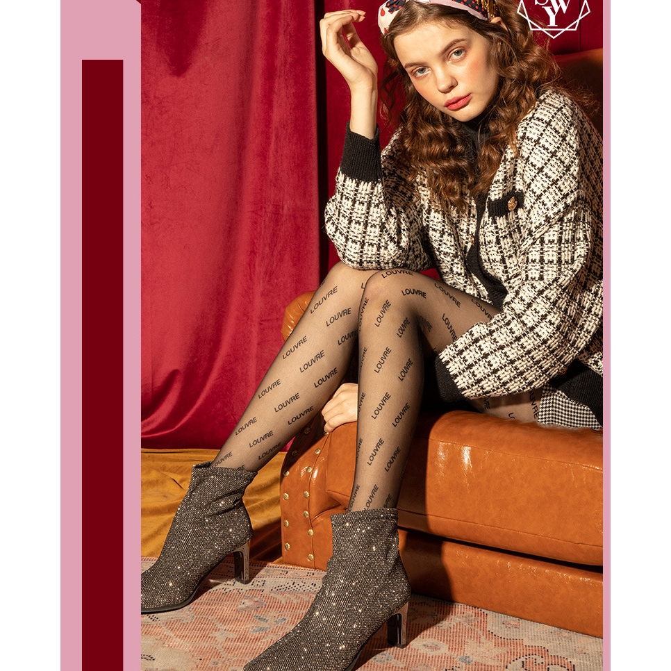 DUNEA Quần Tất Siêu Mỏng In Chữ Tiếng Anh Thời Trang Cho Nữ