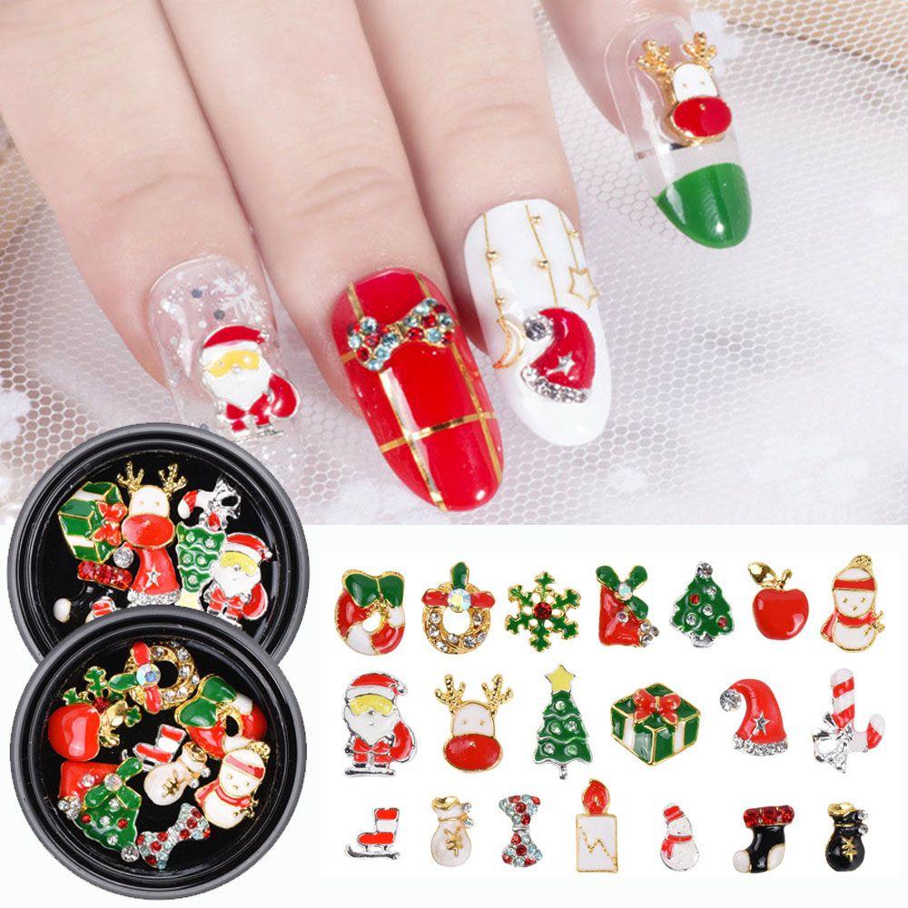 Hộp 10 Phụ Kiện Trang Trí Móng Tay 3D Chủ Đề Giáng Sinh Cho Nữ
