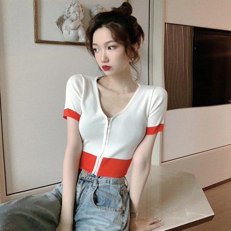 Áo Khoác Cardigan Dáng Ôm Phối Khóa Kéo Thời Trang Cho Nữ
