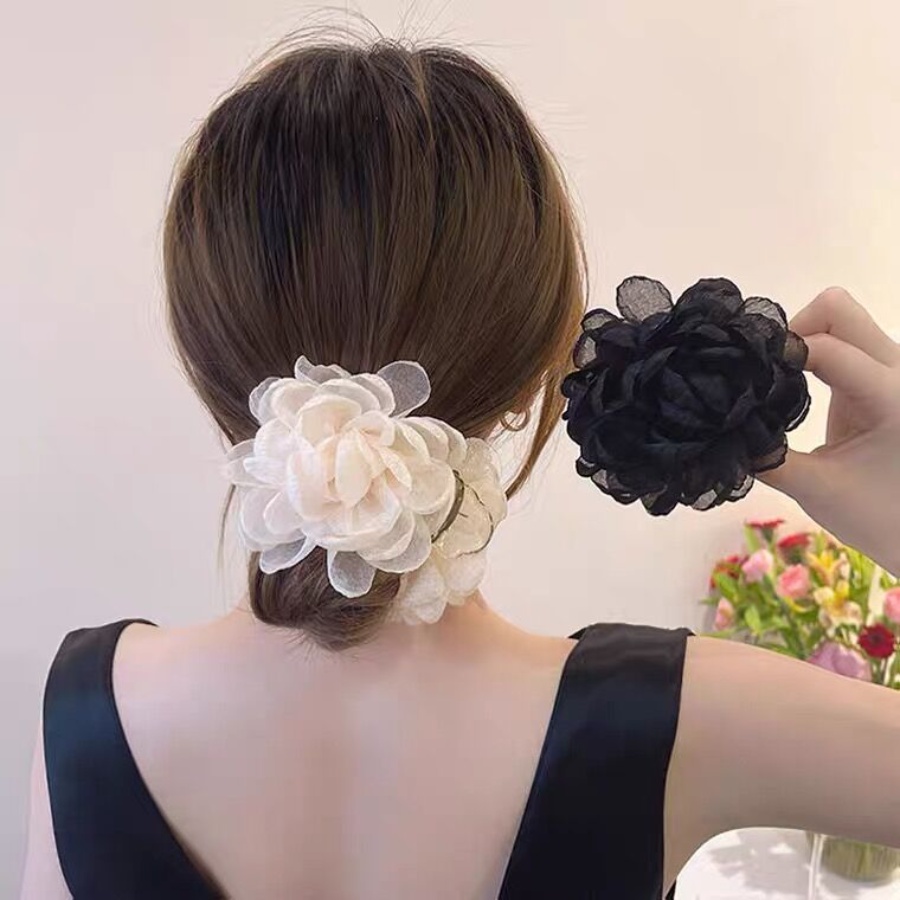 Kẹp Tóc Nhiều Lớp Đính Hoa Và Bóng Tròn Ngọt Ngào Thời Trang Hàn Quốc Cho Nữ